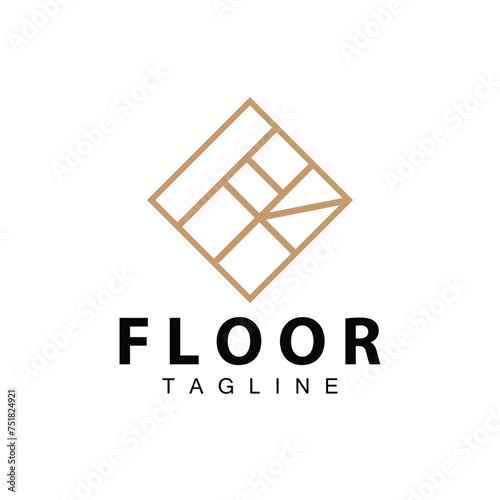 Floor Logo Design for Home Ceramic Decoration with Minimalist Abstract Shapes, Vector Templet Illustration
