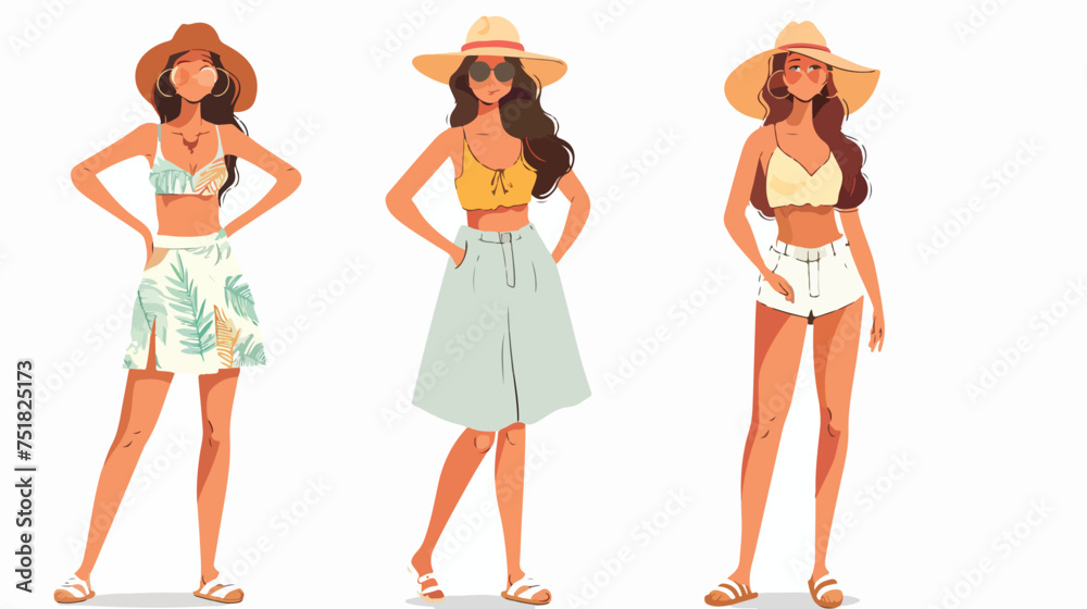 Young woman with summer clothes vector illustration