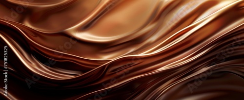 Elegant chocolate waves with sparkling golden particles on a luxurious background.
