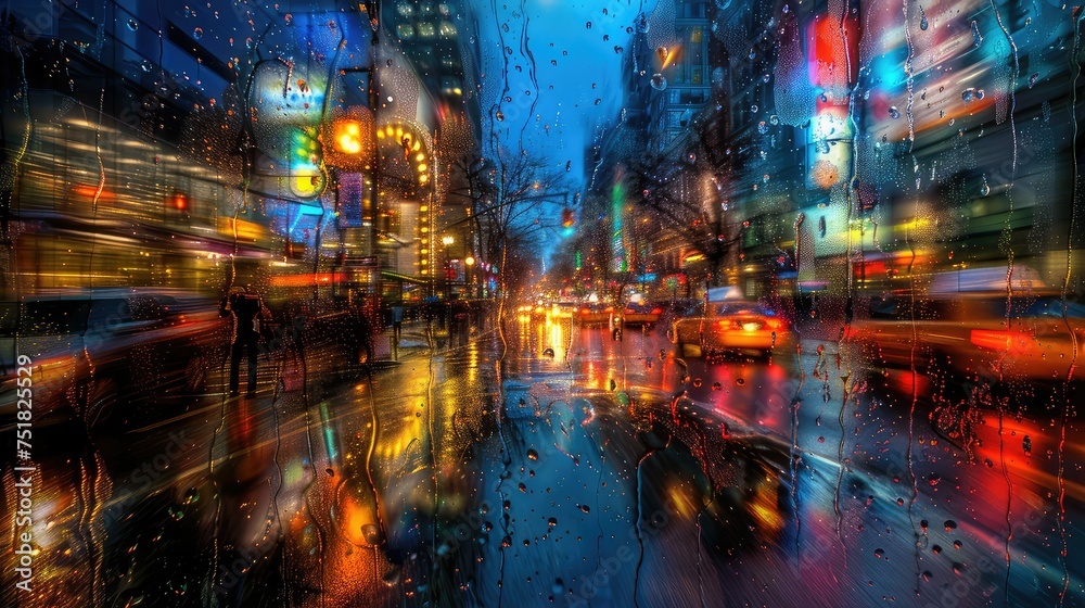 urban city night rain