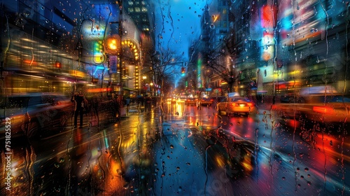 urban city night rain