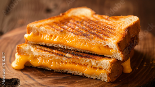 Grilled cheese sandwich on a wooden board