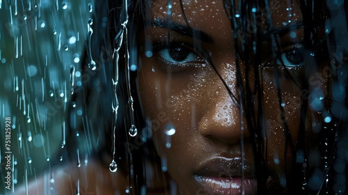 puddles black woman in rain photo