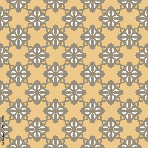 Beige gold seamless pattern. Floral ornamental monochrome  background