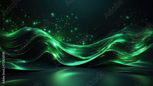 Abstract Wallpaper with Glowing Green Lights, Texture and Bright Background, Illustration Design Template and Vector Backdrop, generative ai © Mira Bräker 