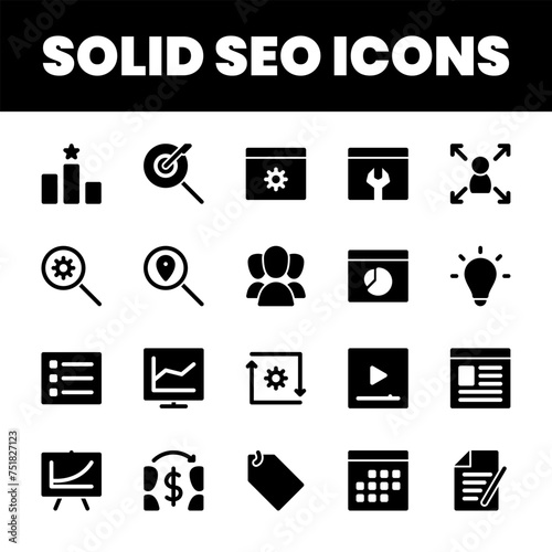 Set Flat Search Optimization Engine Icon