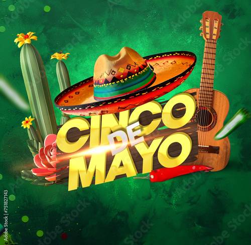 Cinco De Mayo Party poster Template design with text Cinco De Mayo background © artistic