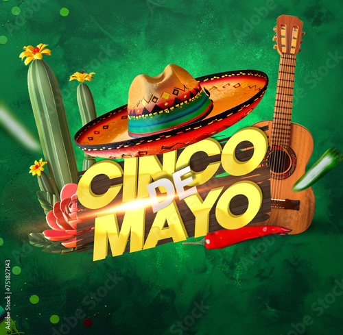 Cinco De Mayo Party poster Template design with text Cinco De Mayo background