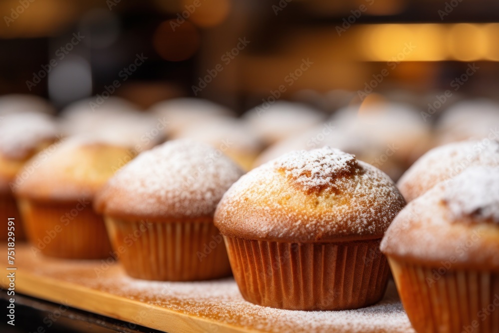Muffins closeup view. Cinnamon sugar donuts macro view Muffins closeup view. Cinnamon sugar donuts macro view