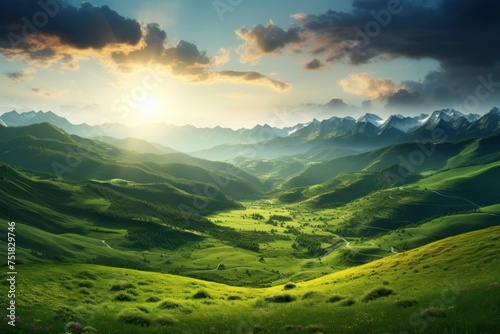 Panoramic landscape with green summer mountains © SD Danver