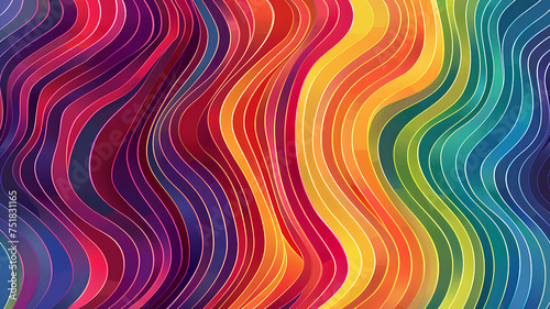 Rainbow wavy line design, abstract background.