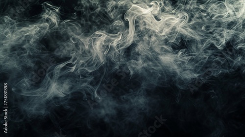 horizontal ink smoke of dark colors, black and white picture, background