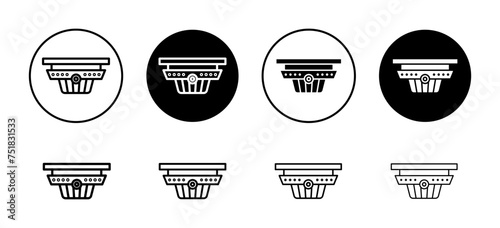 Smoke detector vector icon set collection. Smoke detector Outline flat Icon.