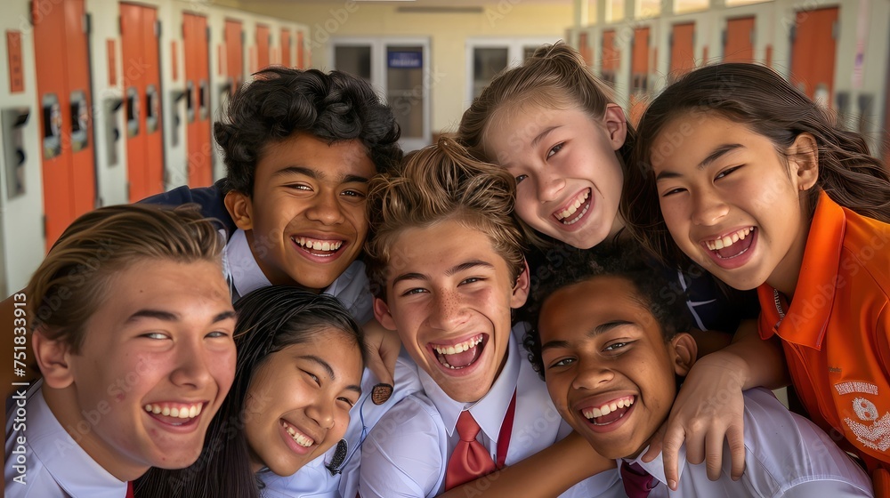 Obraz premium fun happy school teens