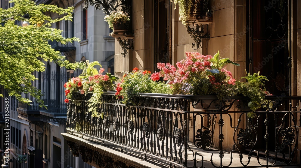 Naklejka premium city balcony apartment building