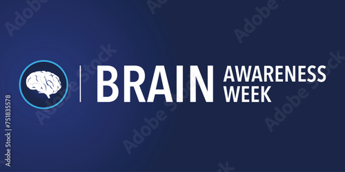 Brain Awareness Week background with neuro network of brain and typography. Brain awareness week in march, backdrop