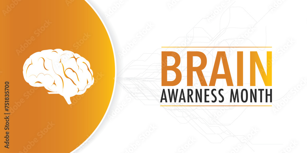 Brain Awareness Week background with neuro network of brain and typography. Brain awareness week in march, backdrop Brain Awareness Week background with neuro network of brain and typography. Brain awareness week in march, backdrop