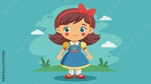 Cartoon Girl Standing Outdoors on a Sunny Day