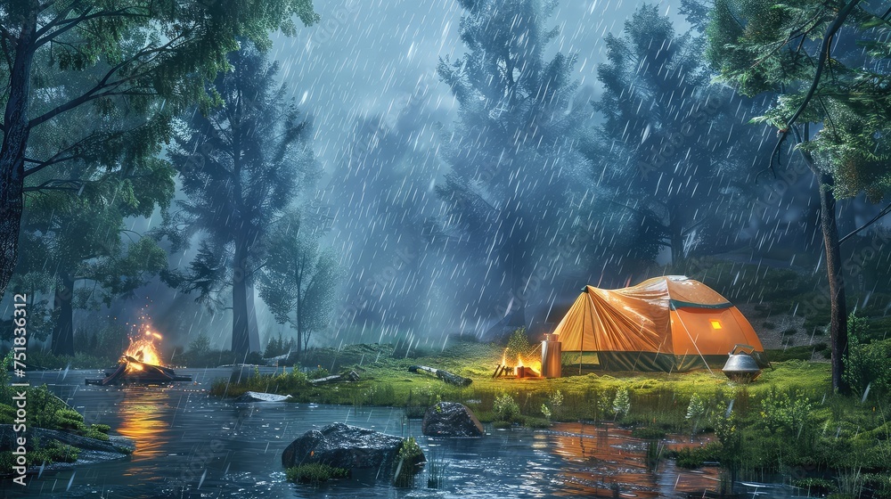 wet camping rain