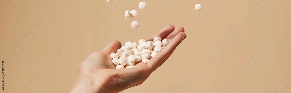 handful of medicaments woman holding pils handful of medicaments woman holding pils