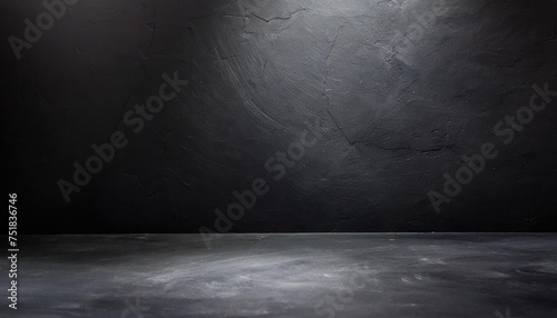 room black floor is made of dark plaster for interior decoration used as background studio wall for display your products