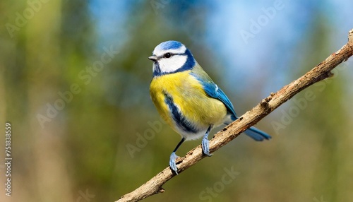 mesange bleue parus caeruleus oiseau isole sur une branche