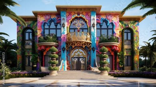 exterior design mansion building © vectorwin
