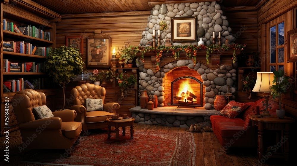 warm wooden interior room