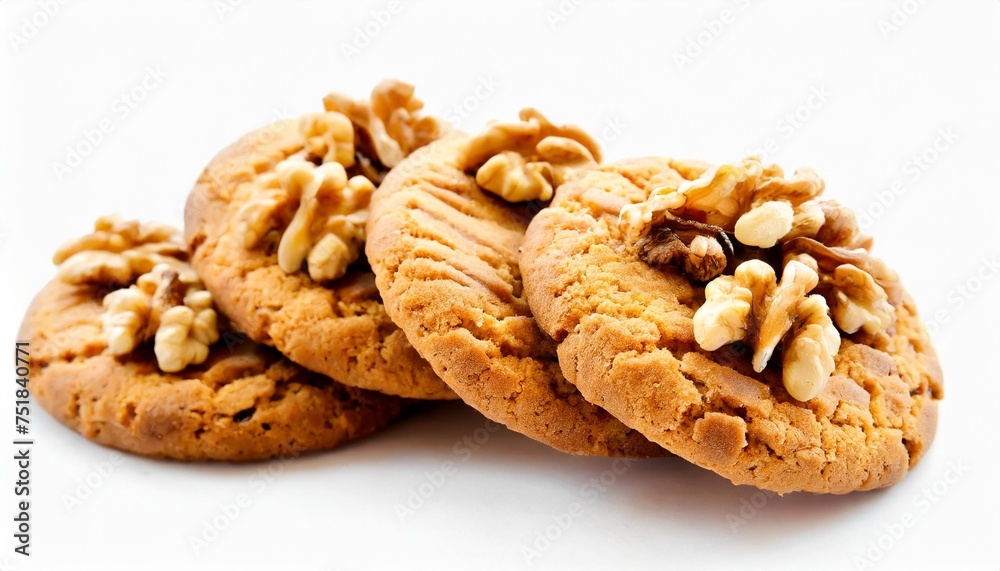 cookie with walnuts on white backgrounds