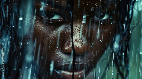 storm black woman in rain photo