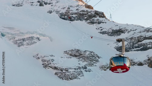 The Rotair cable car at Titlis in Switzerland. photo