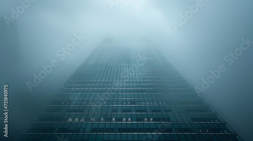 Foggy Cityscape With Tall Building