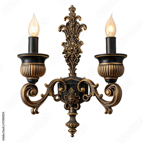 Wall Sconces, transparent background, isolated image, generative AI