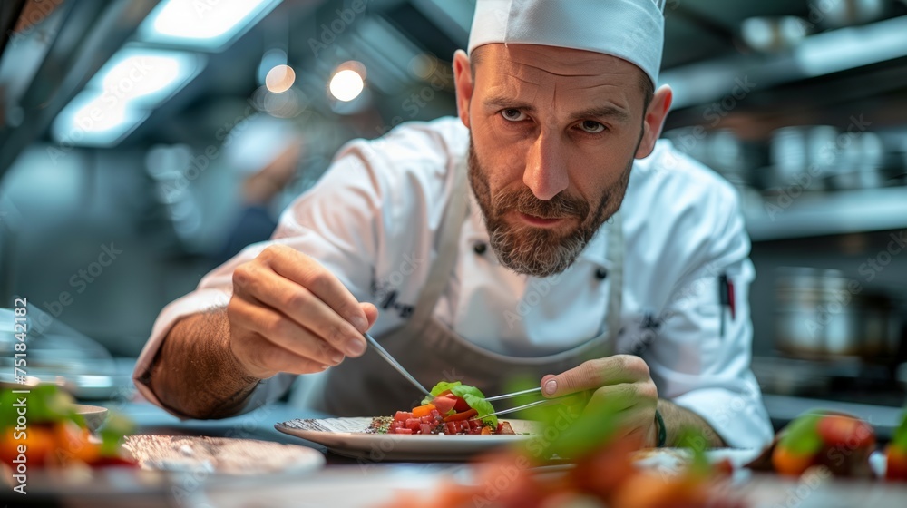 Man in Chefs Hat Eating Bowl of Food Man in Chefs Hat Eating Bowl of Food
