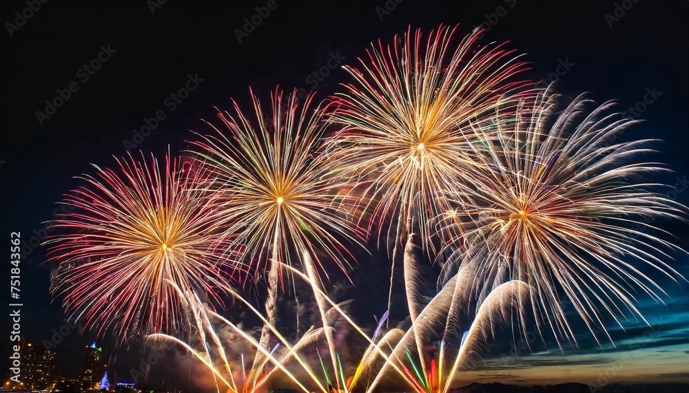 beautiful fireworks background at night for holiday decoration