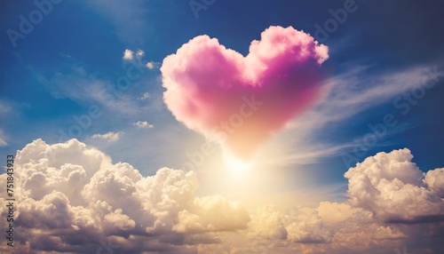 beautiful colorful valentine day heart in the clouds as abstract background made with