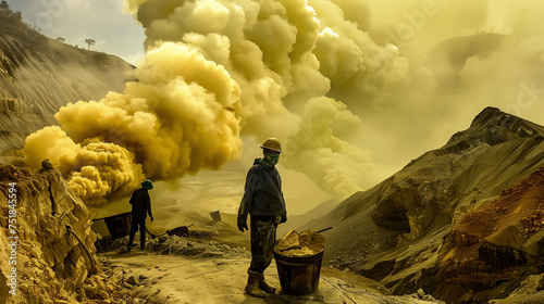 Sulfur miner. Sulfur mining.