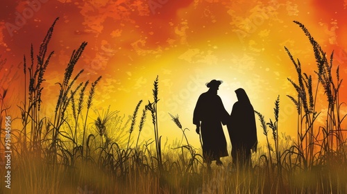 Silhouette of the parable of the wheat and the tares photo