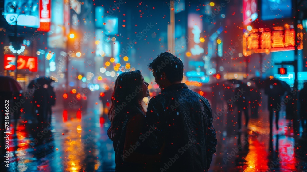 Man and Woman Standing in the Rain Man and Woman Standing in the Rain