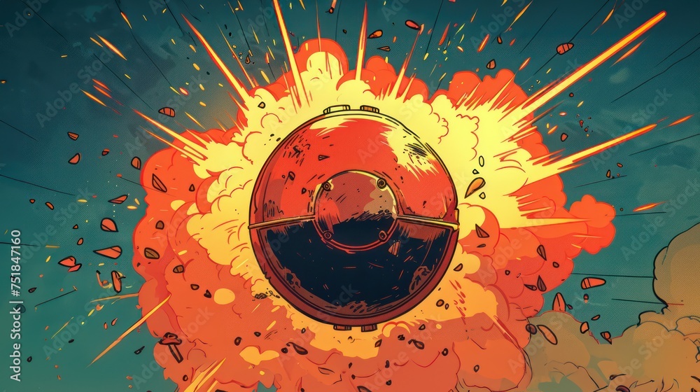 A bomb timer counting down as a cartoon character tries to defuse it in