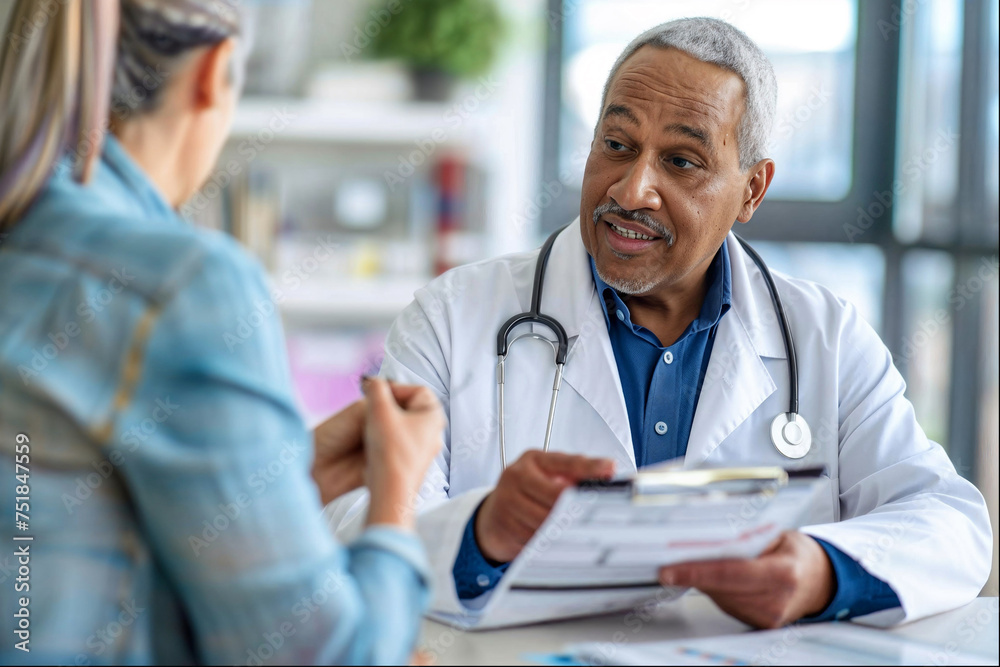 Experienced Middle Eastern doctor discussing health concerns with a ...