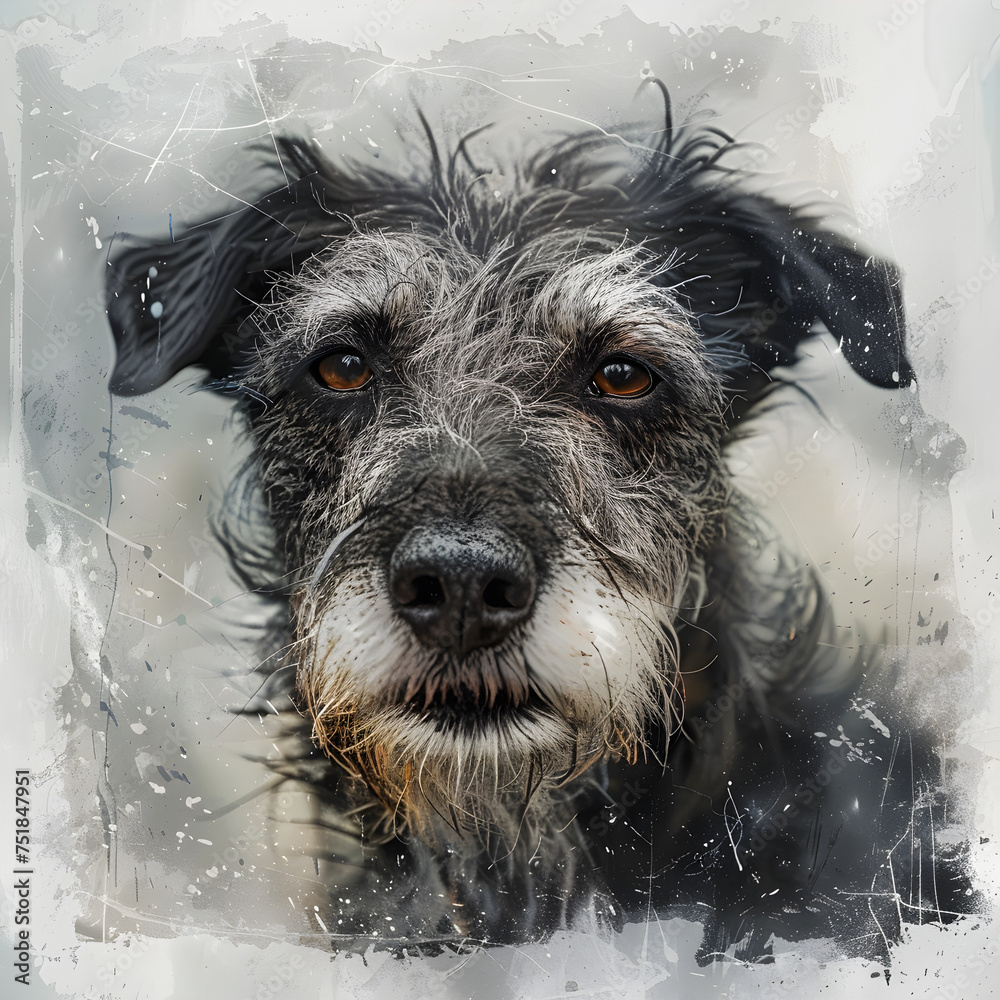 Sketch portrait of Scruffy Dog