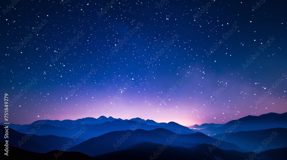 Starry night over mountain range, mystical and vast.