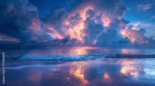 Majestic Sunset Over Ocean With Clouds