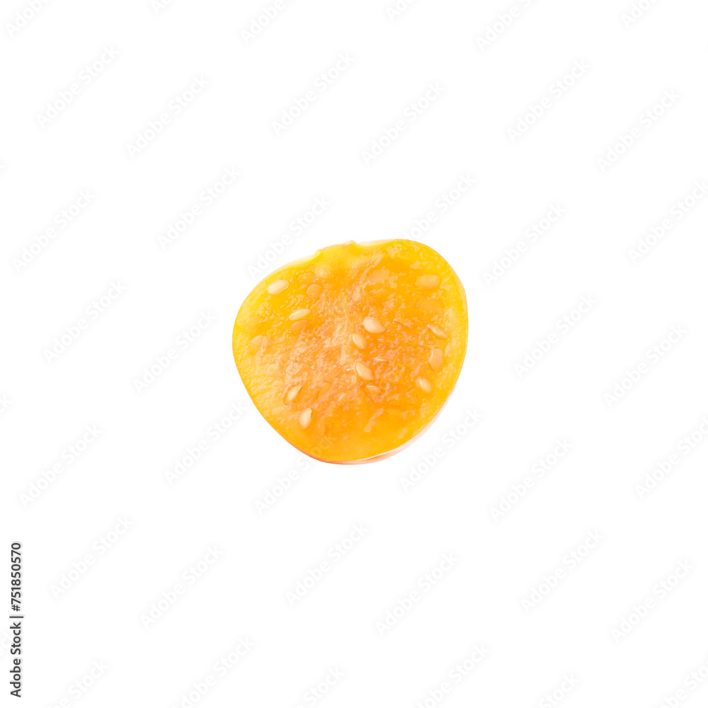 Half of ripe orange physalis fruit isolated on white Half of ripe orange physalis fruit isolated on white