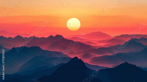 Sunrise over mountain landscape background