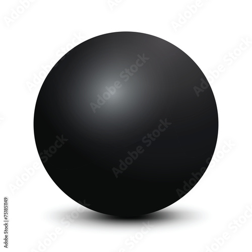 Black ball, realistic black sphere, matte black round globe