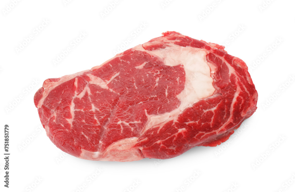 Piece of raw beef meat isolated on white Piece of raw beef meat isolated on white