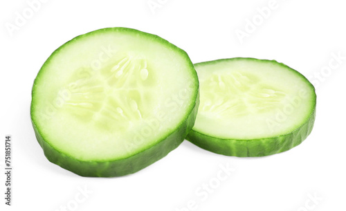 Slices of fresh cucumber isolated on white