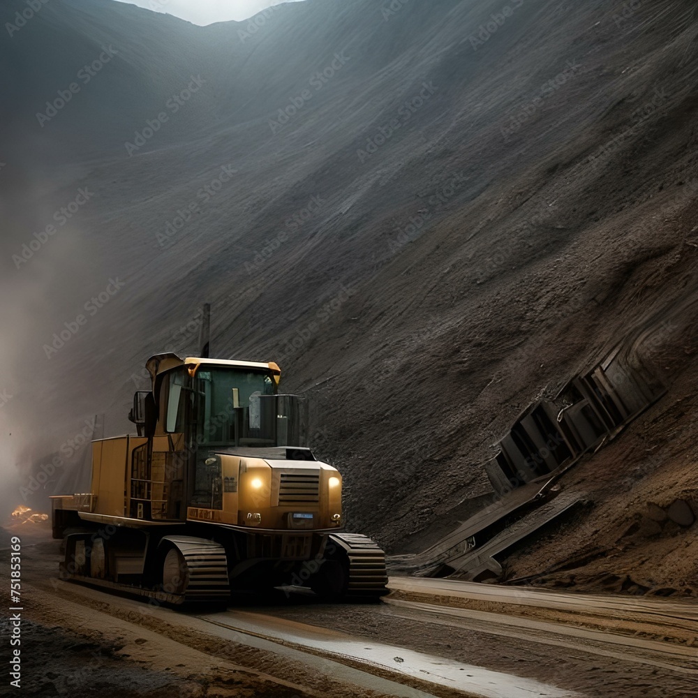 A miner working in a mine, realistic portrait A miner working in a mine, realistic portrait